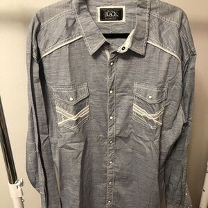 New Buckle Black Button Up Shirt